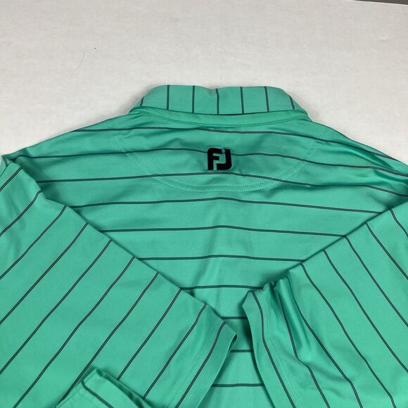 FootJoy Green Striped Golf Polo Shirt XL Performance Stretch Sporty Classic Top - Picture 10 of 11